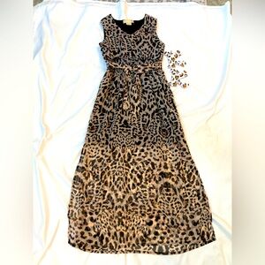Leopard Print Sleeveless Maxi Dress